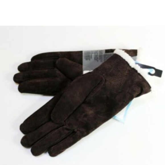Isotoner Gloves Genuine Suede Leather Brown Size L - Picture 2 of 3